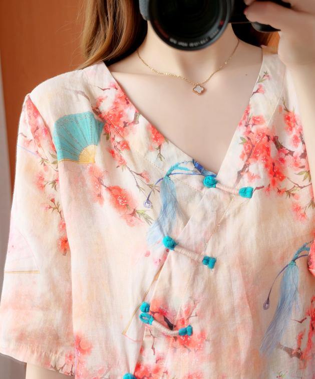 Handmade V Neck Half Sleeve Summer Tops Shirts