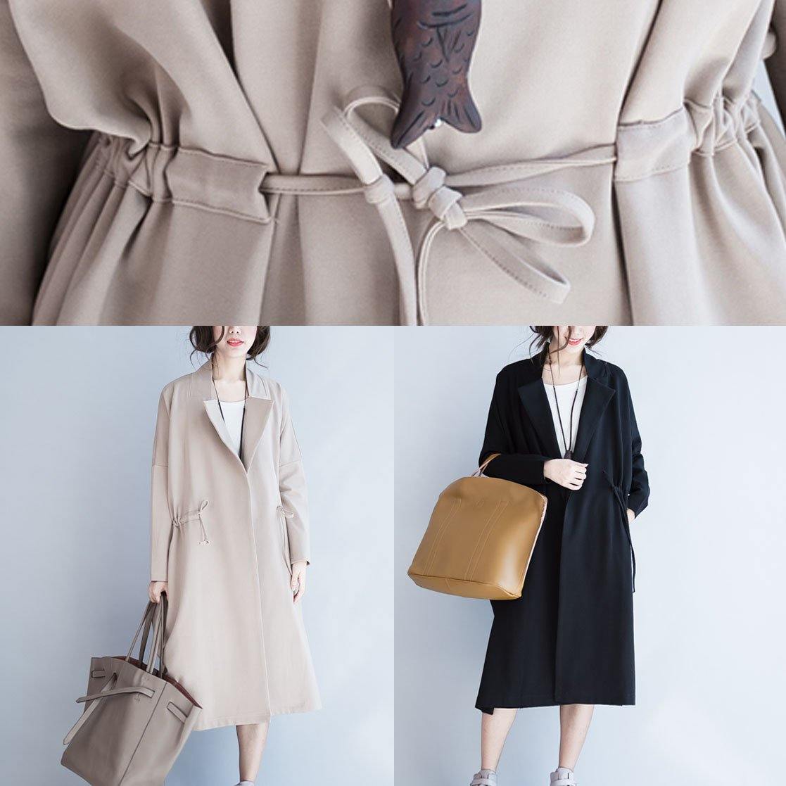 Italian Square Collar Drawstring Outwear Nude Oversized Coat Fall