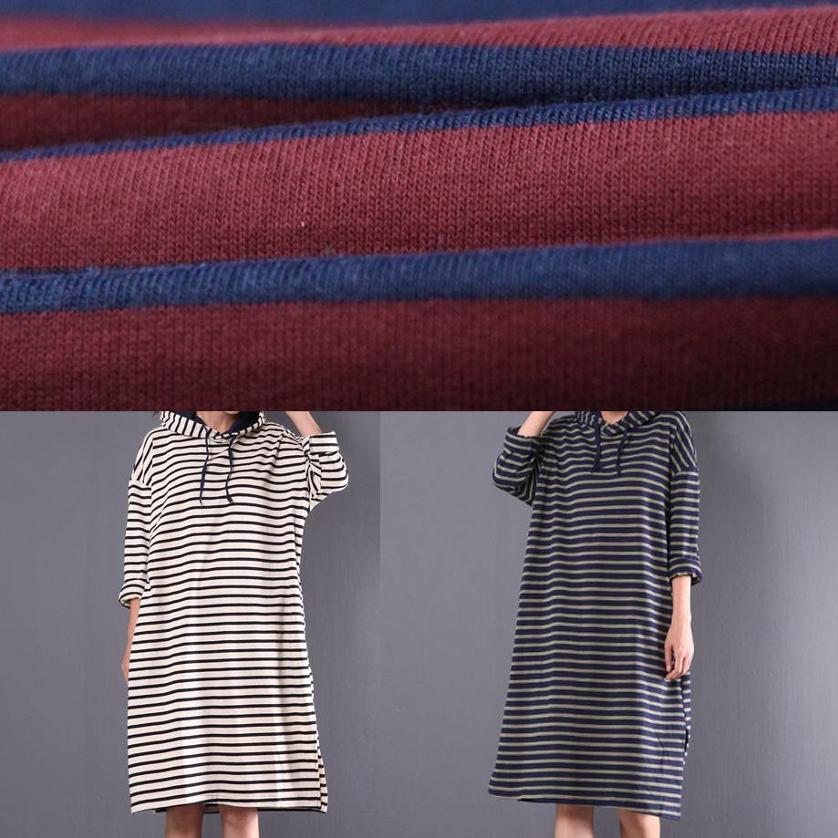 Italian Hooded Drawstring Linen Spring Dresses Ideas Black Striped Dresses