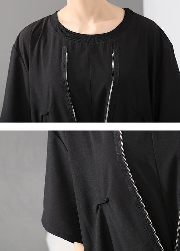Italian Irregular Cut Loose Round Neck Dress