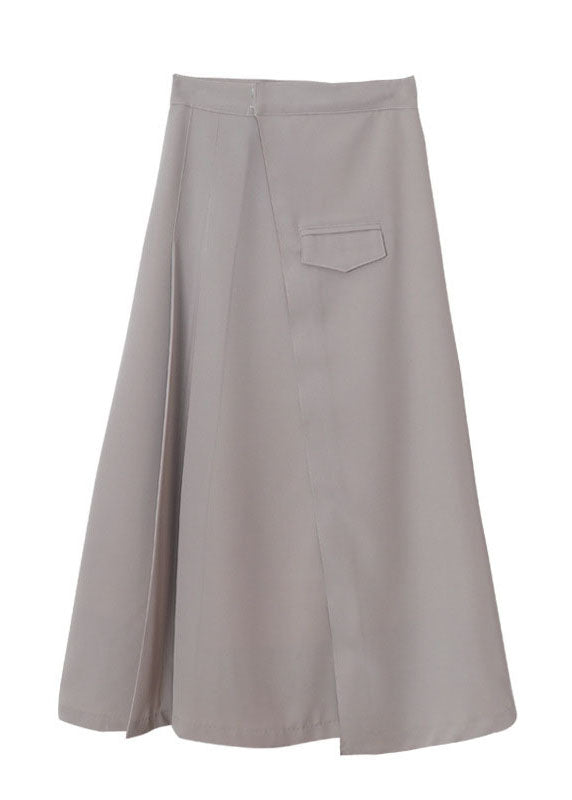Khaki Asymmetrical Design Summer a Line Skirt