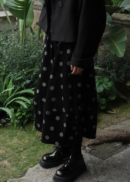 Loose Yellow Texture Elastic Waist Patchwork Corduroy Skirts Winter