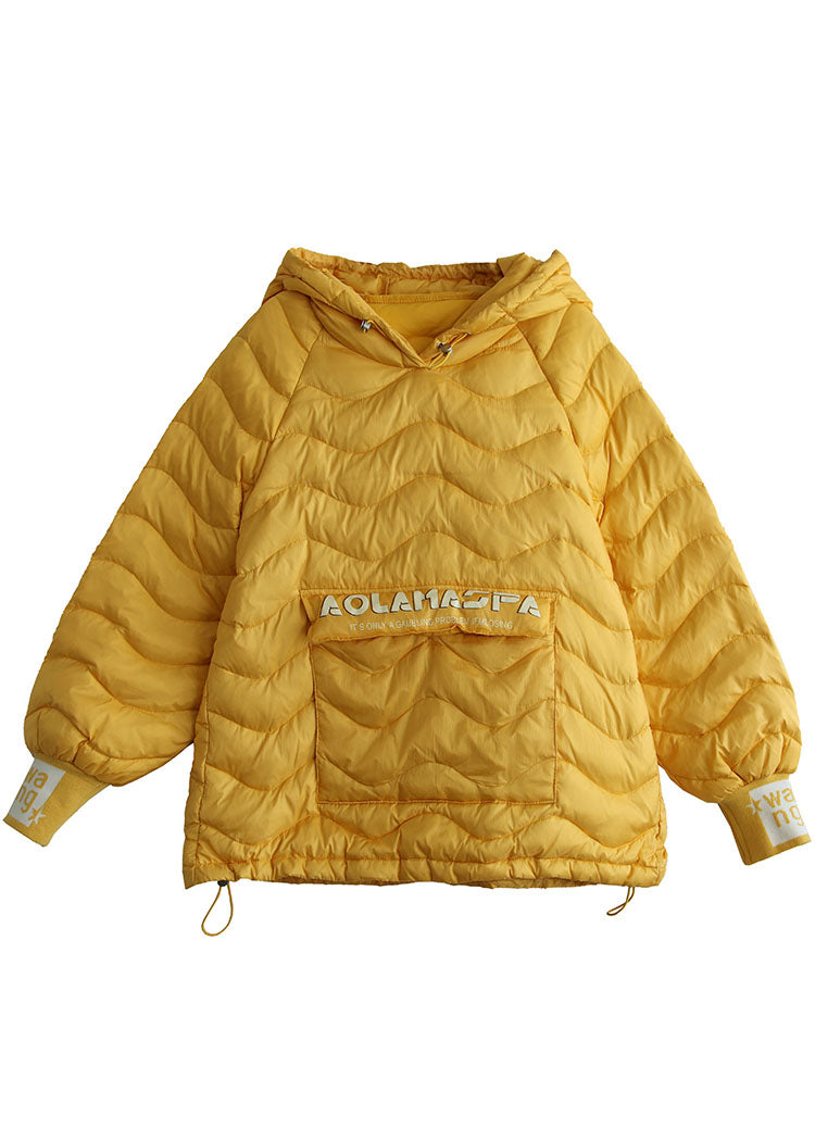 Loose Green Hooded Drawstring Duck Down Sweatshirt Winter Down Coat