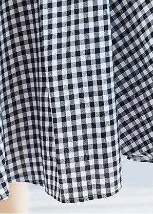 Loose Spaghetti Strap Cotton Long Black White Plaid Dresses Summer
