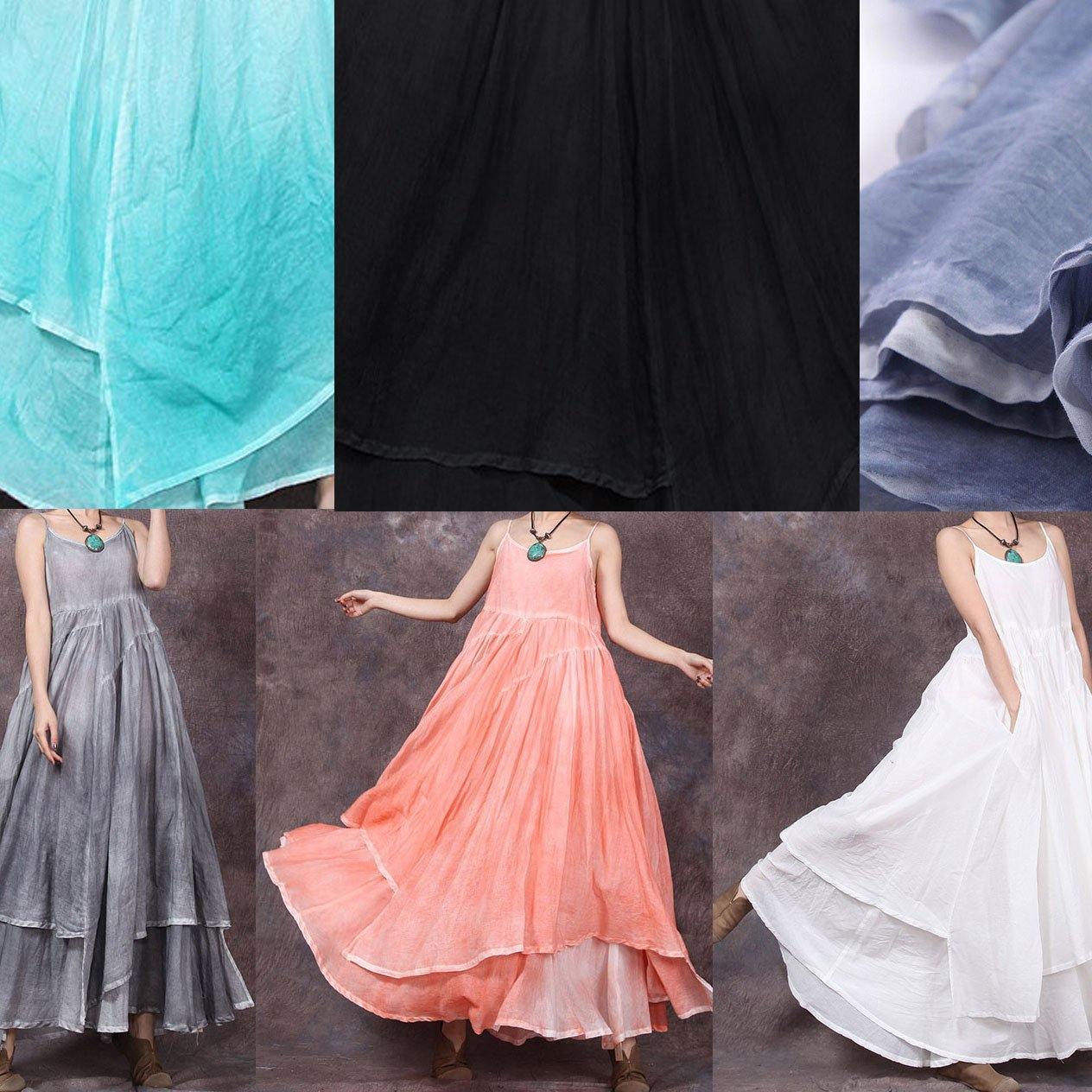 Loose Orange Asymmetric Hem Linen Dresses Sleeveless Dresses Summer Dress