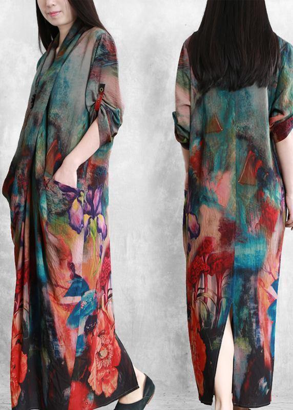Loose V Neck Asymmetric Wonderful Summer Dress Chiffon