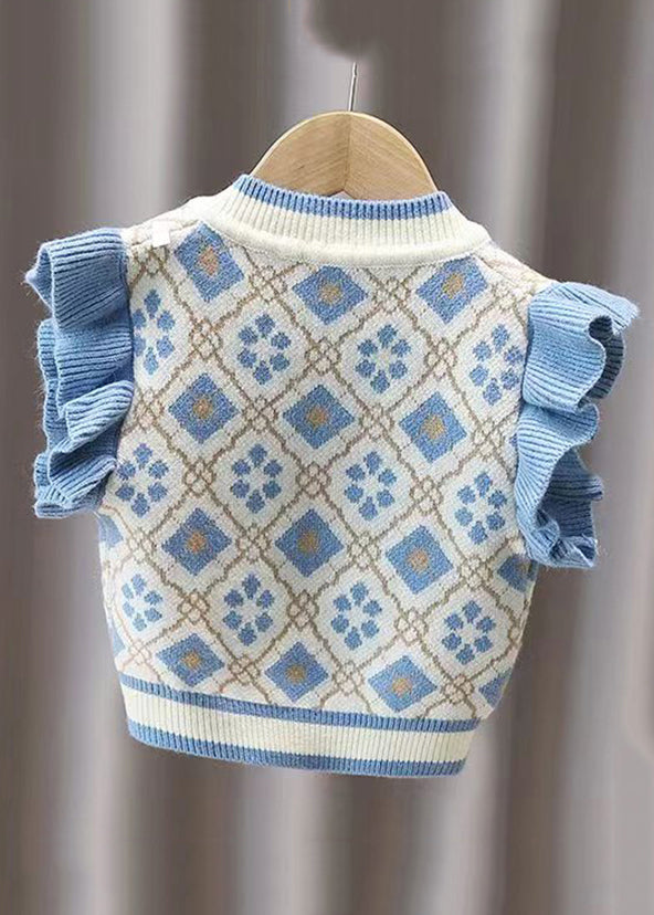 Red Ruffled Animal Patchwork Knit Baby Waistcoat Sleeveless