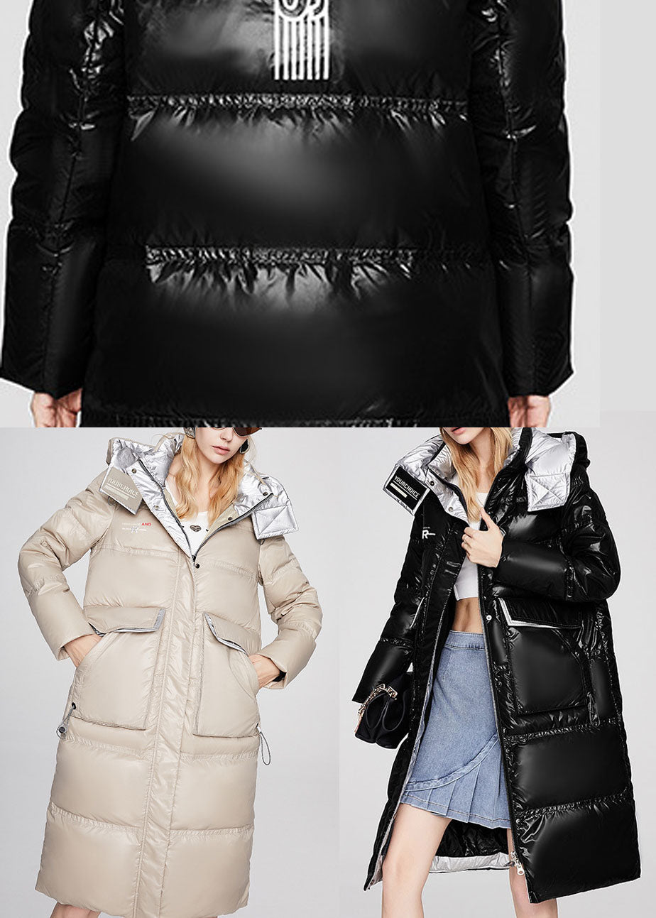 Black Pocket Sfine Warm Winter Duck Down Coat