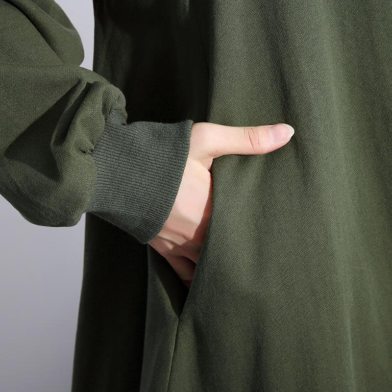 Black Coat O Neck Asymmetrical Design Coats Fine Zippered Long Coats
