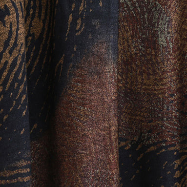 Chocolate Print Winter Coat V Neck Asymmetrical Design Coats Long Sleeve Two Ways to Wear Coats