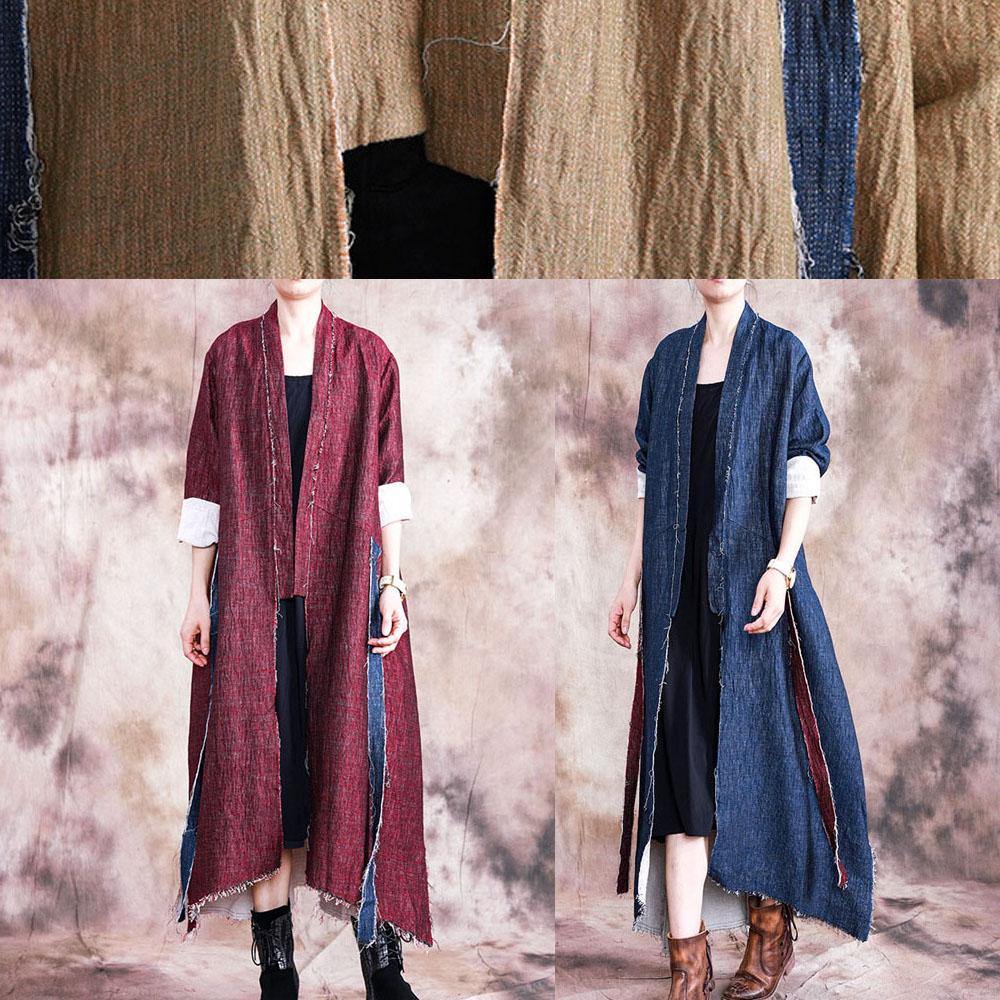 Khaki Asymmetric Overcoat Oversized Long Winter Coat Fall Coat Patchwork