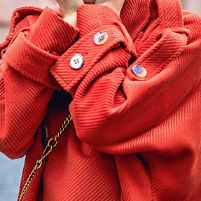 Red Winter Coat Notched Tunic Coat Fine Pockets Tie Waist Coats