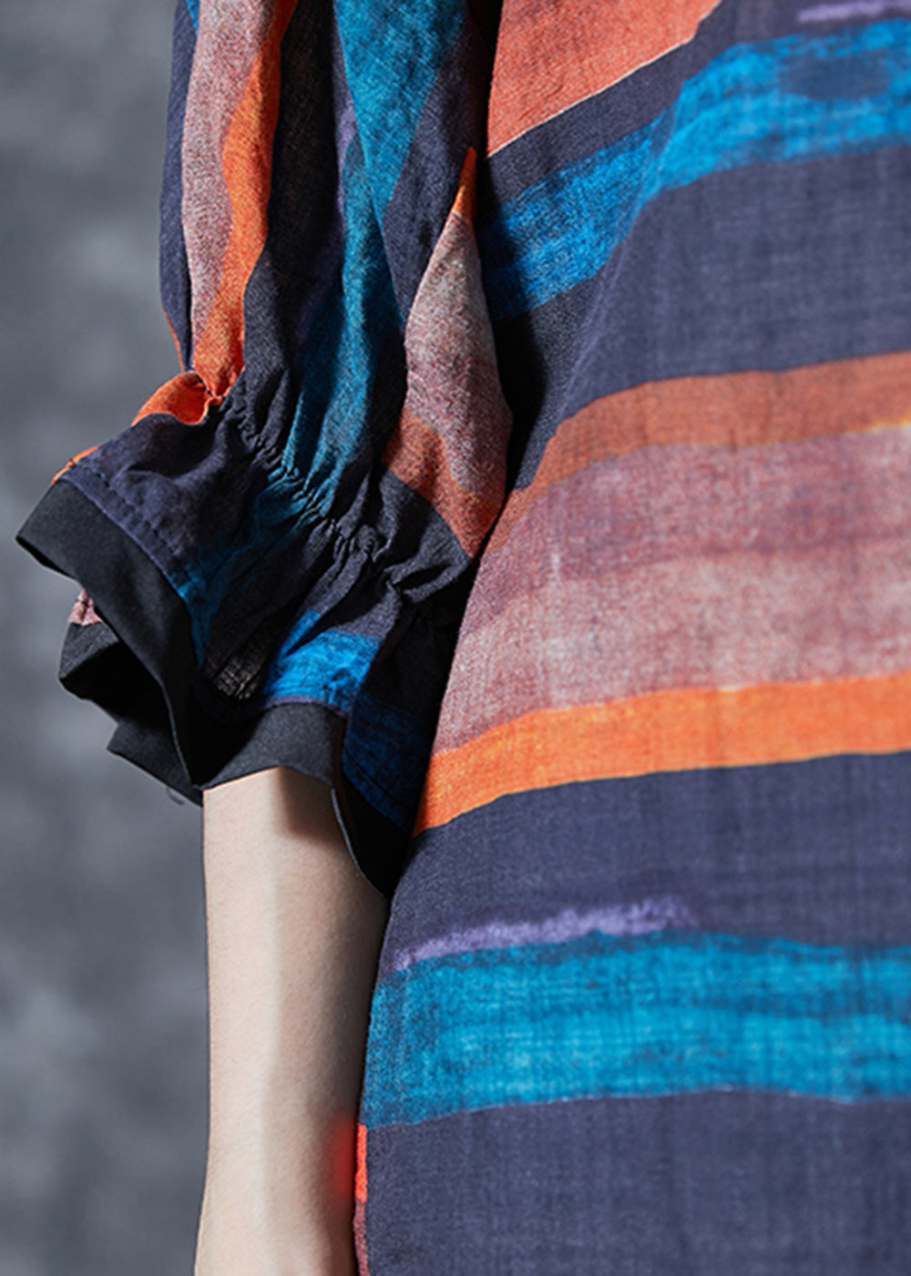 Modern Orange Oversized Striped Linen Tanks Summer
