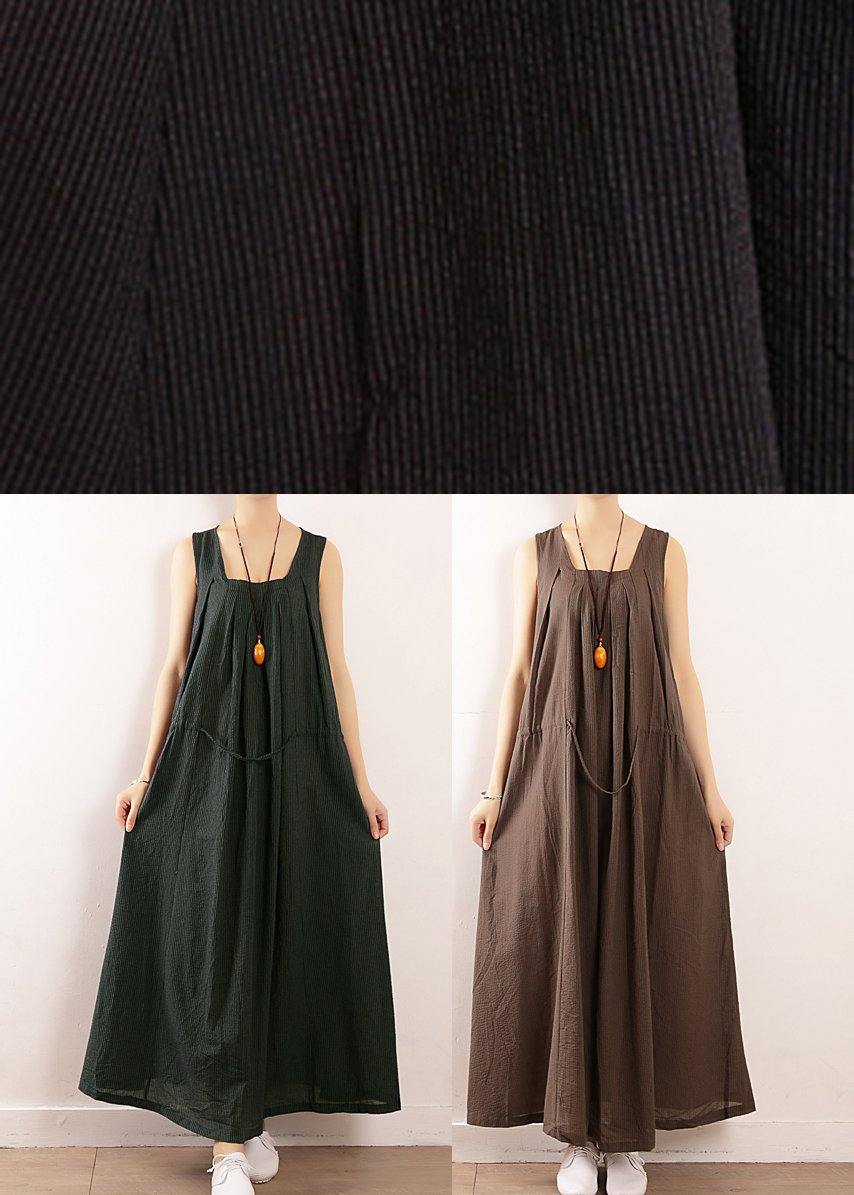 Modern Tea Green Linen Dress Summersleeveless Vacation Dresses