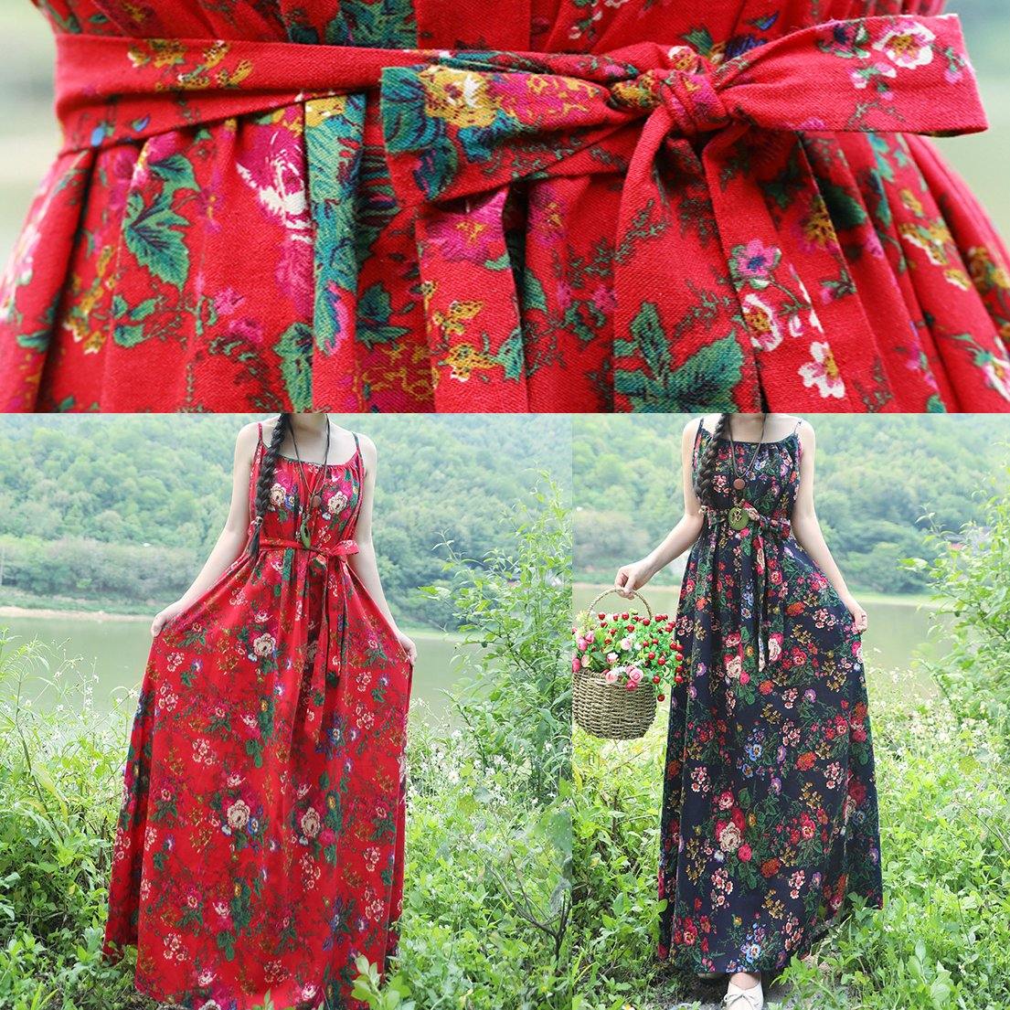 Modern Blue Linen Cotton Clothes O Neck Daily Summer Dress