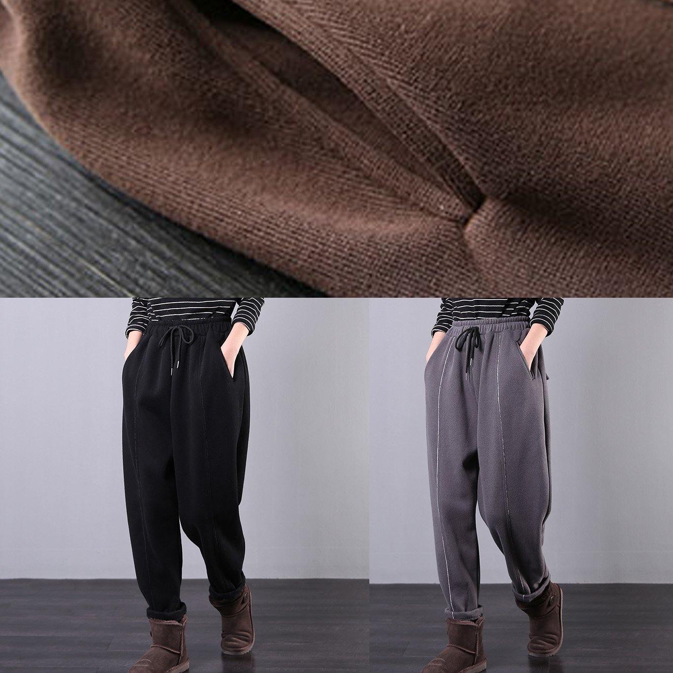 Modern Chocolate Trousers Fall Drawstring Pockets Outfits Harem Pants