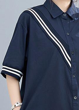 Modern Lapel Cotton Summer Dresses Ideas Navy Dress