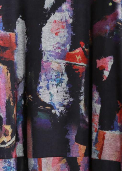 Modern Print Cotton Dress O Neck Pockets Maxi Dresses
