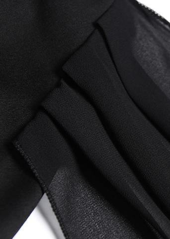 Modern V Neck Patchwork Cotton Dress Catwalk Black Dresses Summer