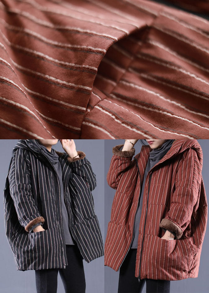 Mulberry Striped Fine Cotton Filled Jacket in Winter Zip Up Pockets Winter