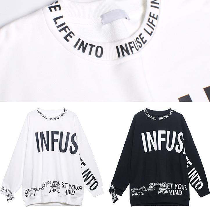 Natural O Neck Spring Clothes For Women Fashion Ideas Black Letter Shirt