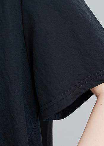 Natural Black Clothes for O Neck Asymmetric Knee Shirts