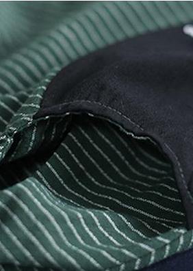 Natural Cotton Blouse Organic Striped Spliced Short Sleeve Blouse and Pants