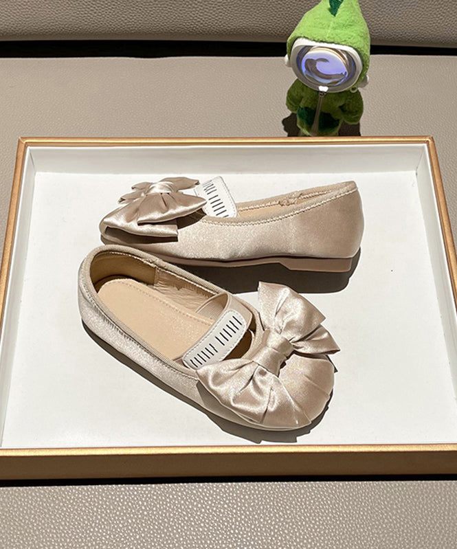 New Apricot Bow Splicing Flat Shoes