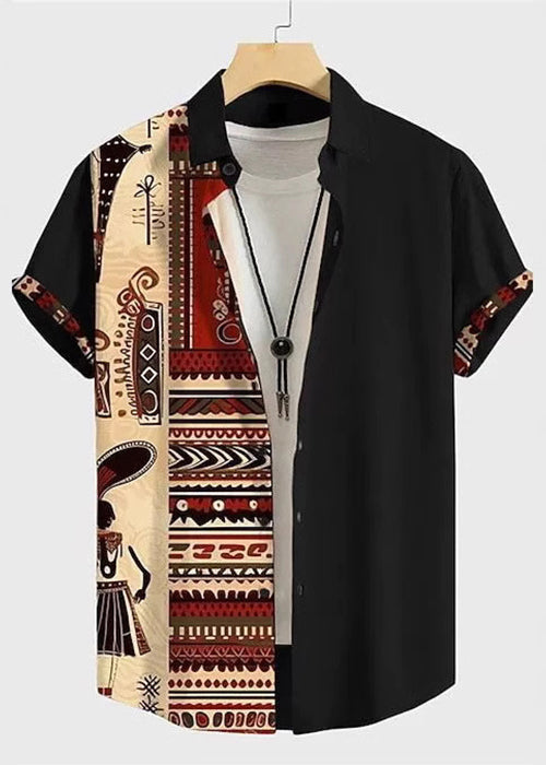 New Black Asymmetrical Print Cotton T Shirts Summer