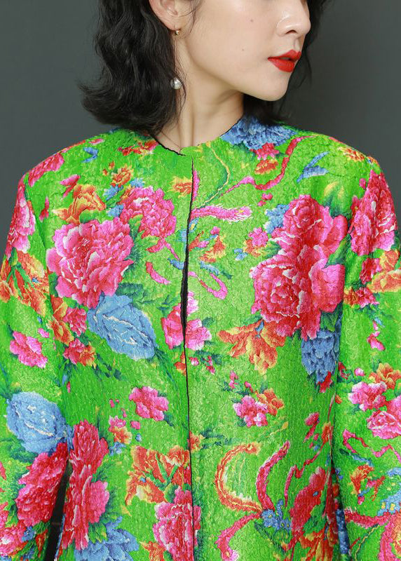 New Green Wrinkled Side Open Wear on Both Sides Silk Coat Fall
