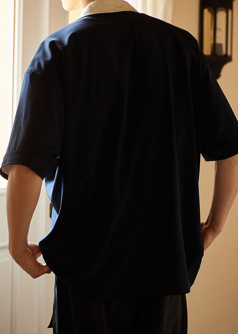 New Navy Striped Button Cotton Shirts Summer