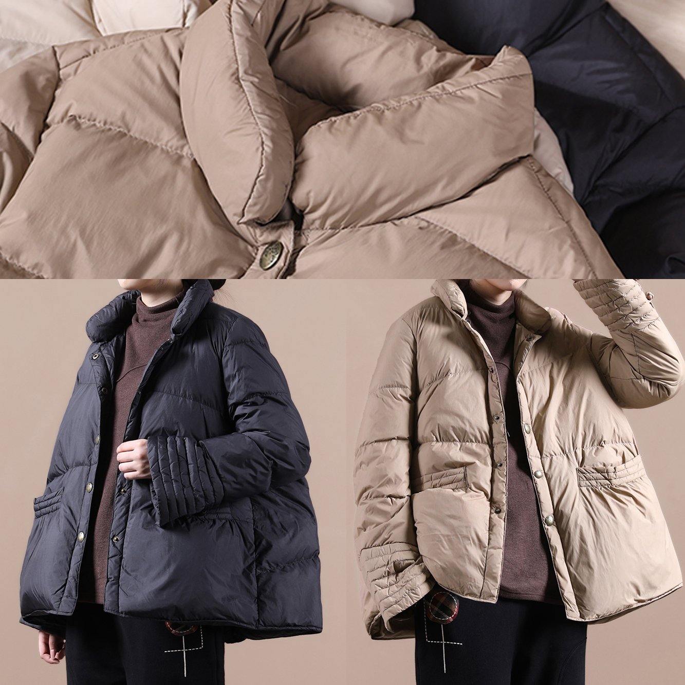 New Snow Jackets Winter Outwear Black Stand Collar Chinese Button Coat