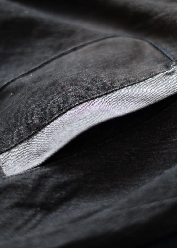 New Dark Gray Denim Coats Hooded Trench Coat Fine Low High Design Coat
