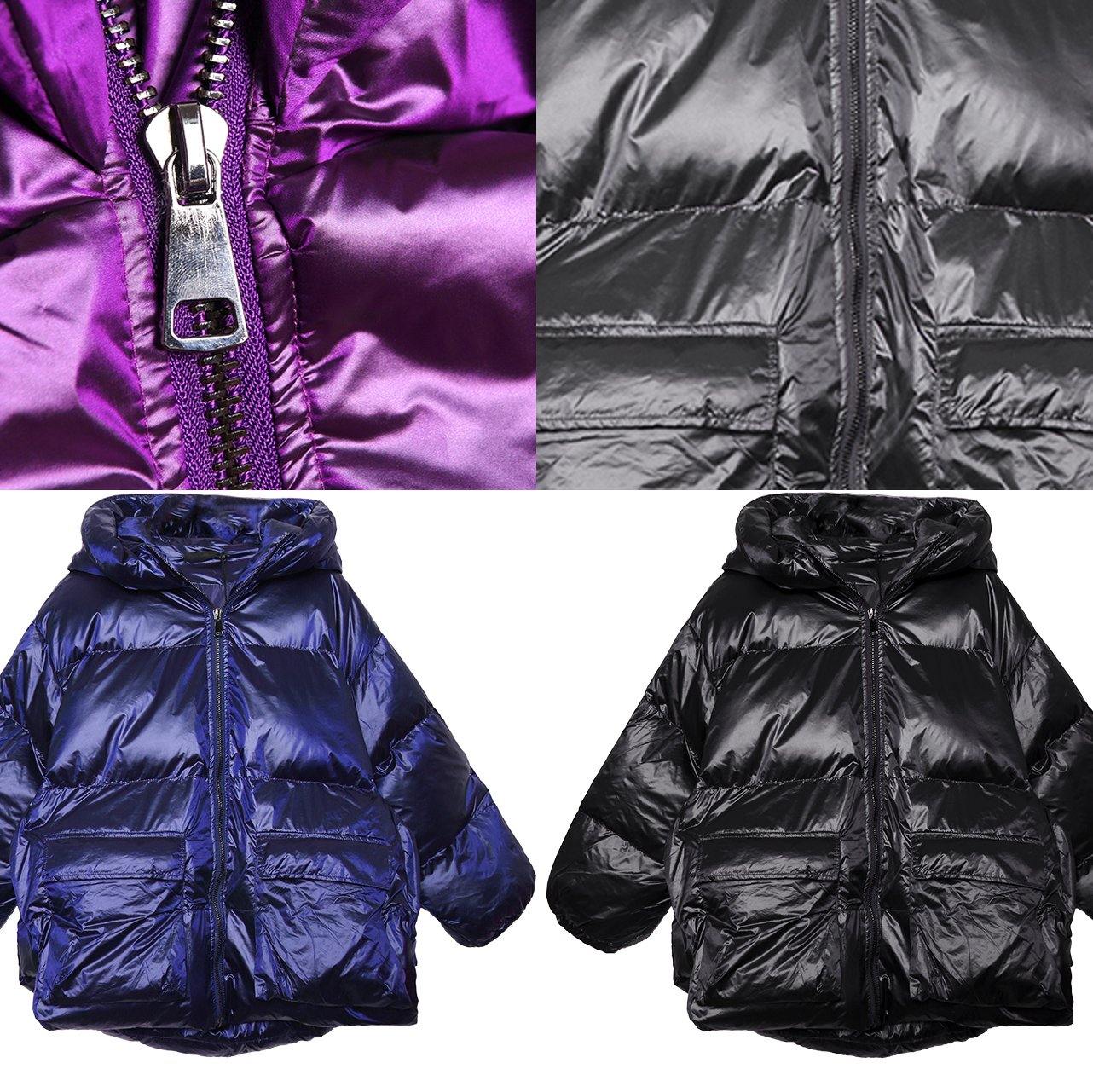 New Purple Parkas for Winter Hooded Pockets Outwear