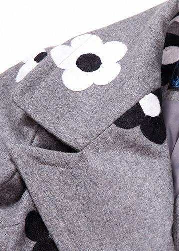New Long Coats Back Open Jacket Gray Double Breast Woolen Coats