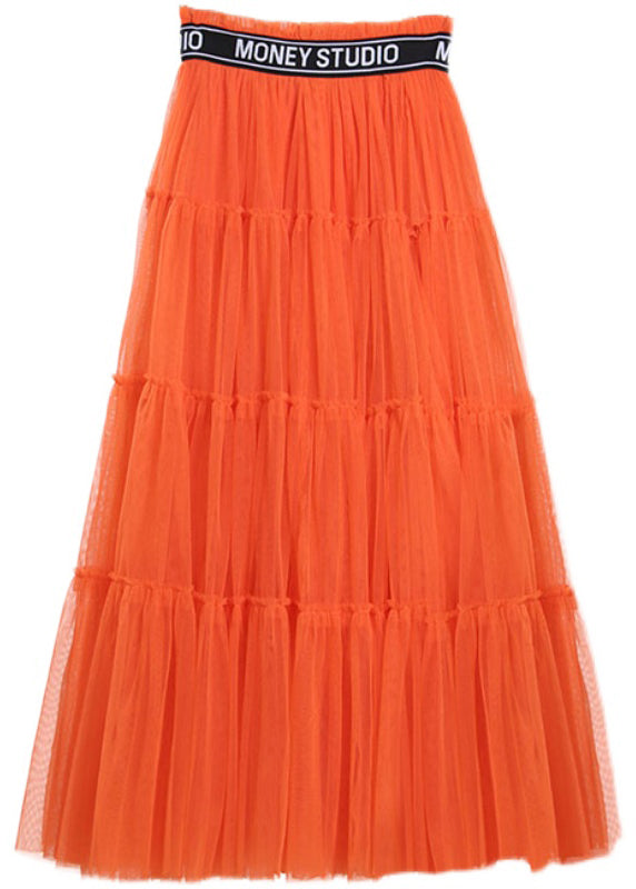 Organic Orange Patchwork Tulle Skirt Spring
