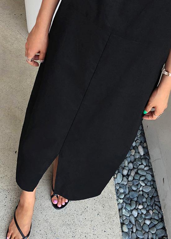 Organic Black Cotton Wardrobes Spaghetti Strap Clothing Dress
