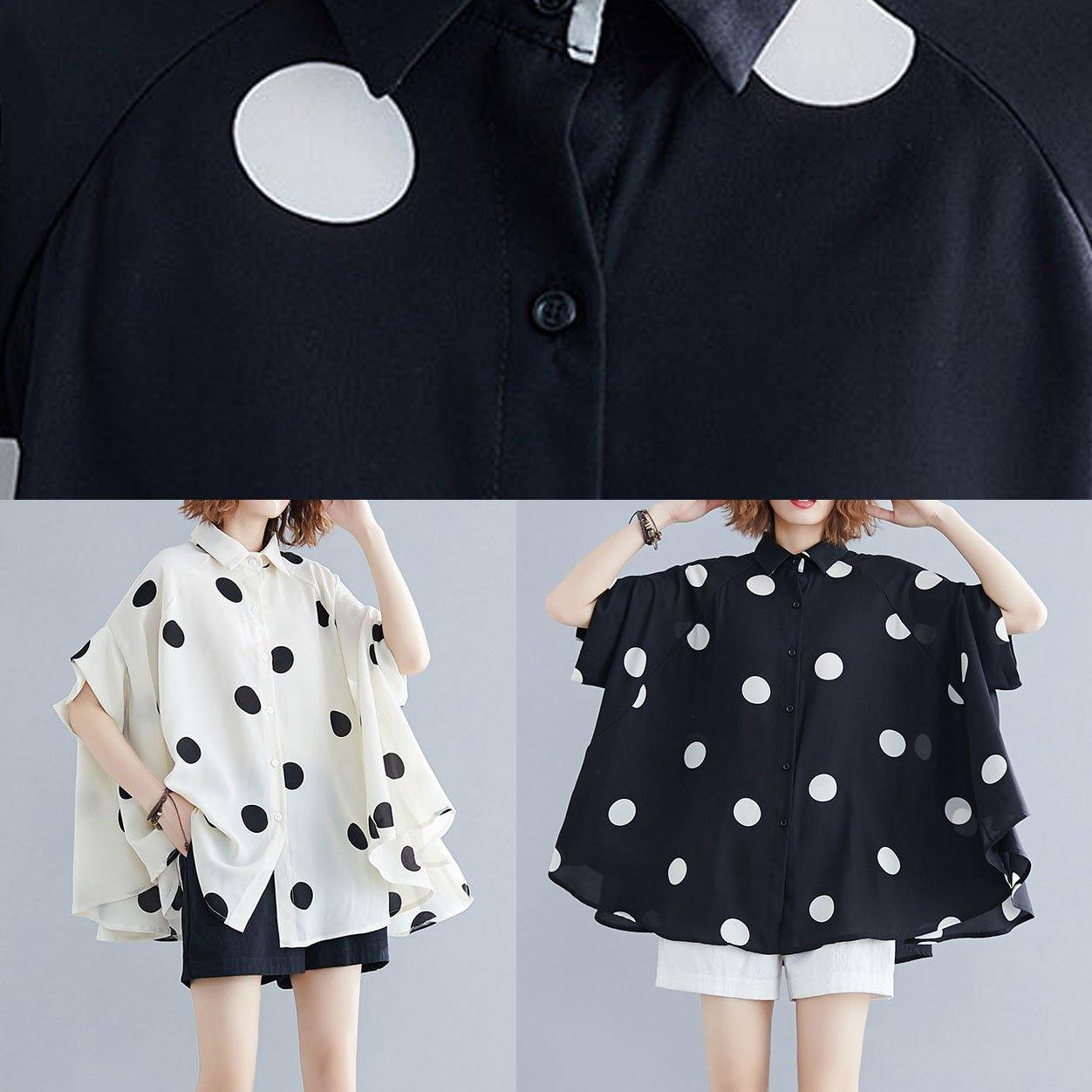 Organic Lapel Ruffles Box Top Christmas Gifts Nude Dotted Blouse