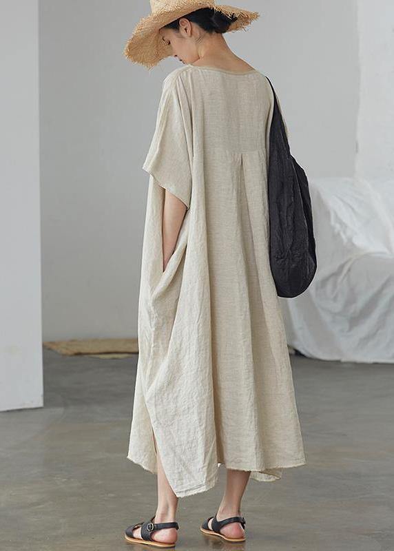 Organic Linen Long Shirts Ultra-loose Pure Color Graceful Linen Dress