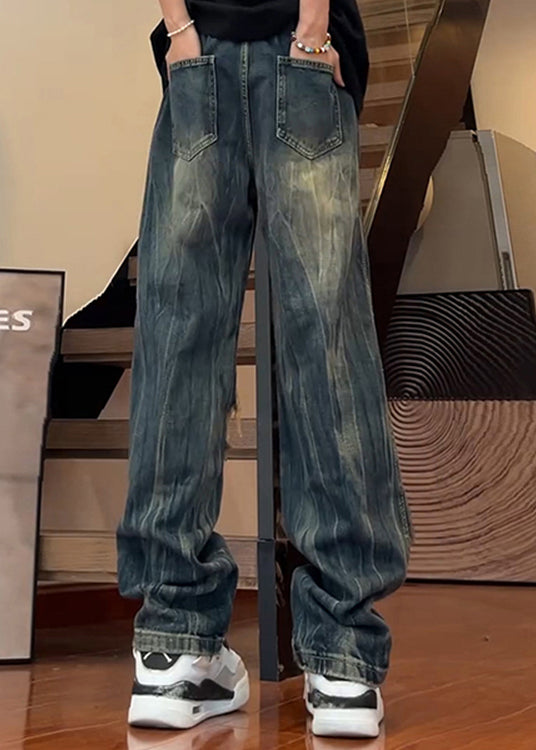 Original Design Blue Ripped Denim Pants Fall
