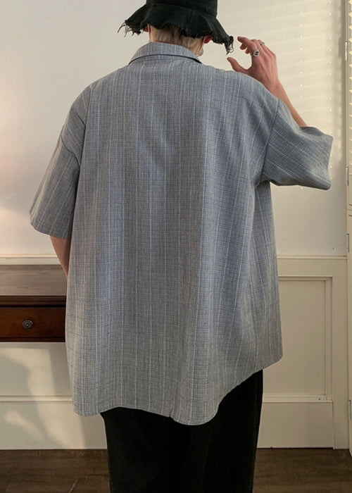 Original Design Light Green Plaid Button Cotton Shirts Summer