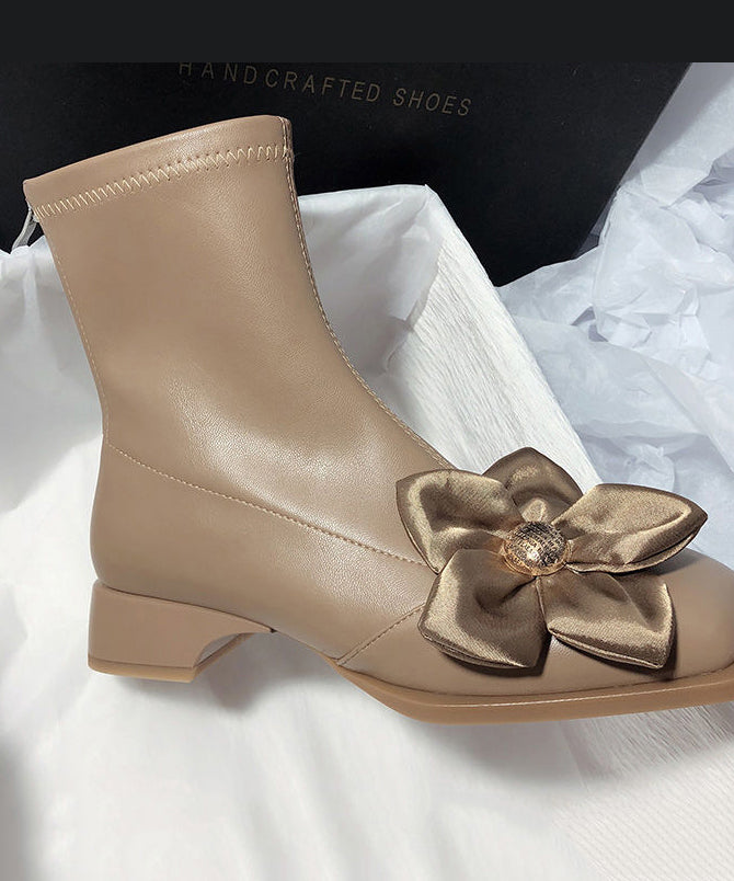 Original French Apricot Splicing Chunky Boots