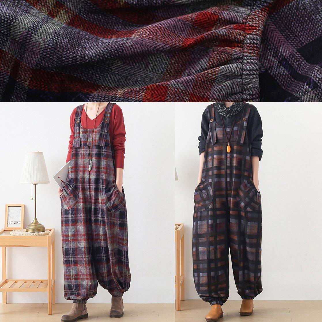 Original Design Worsted Jumpsuit British Classic Black Plaid Jumpsuit