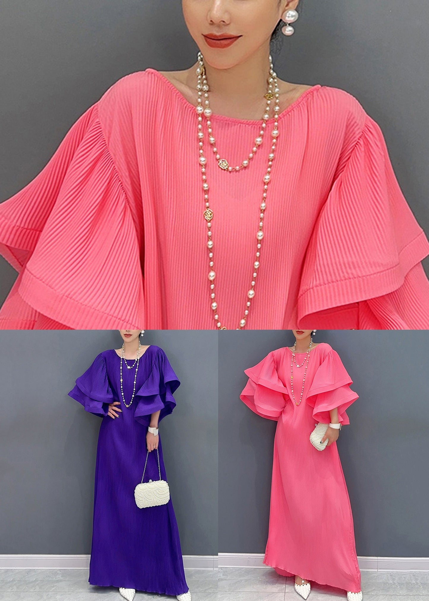 Playful Purple Ruffled Fantasy Gown Story Cotton Long Dress Summer