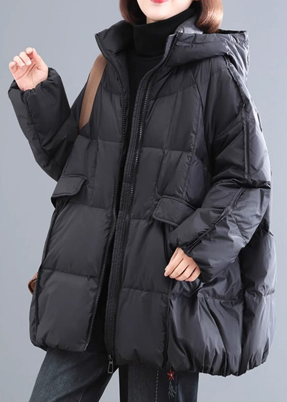 Green Zippered Pockets Plaid Thick Hooded Parka Winter