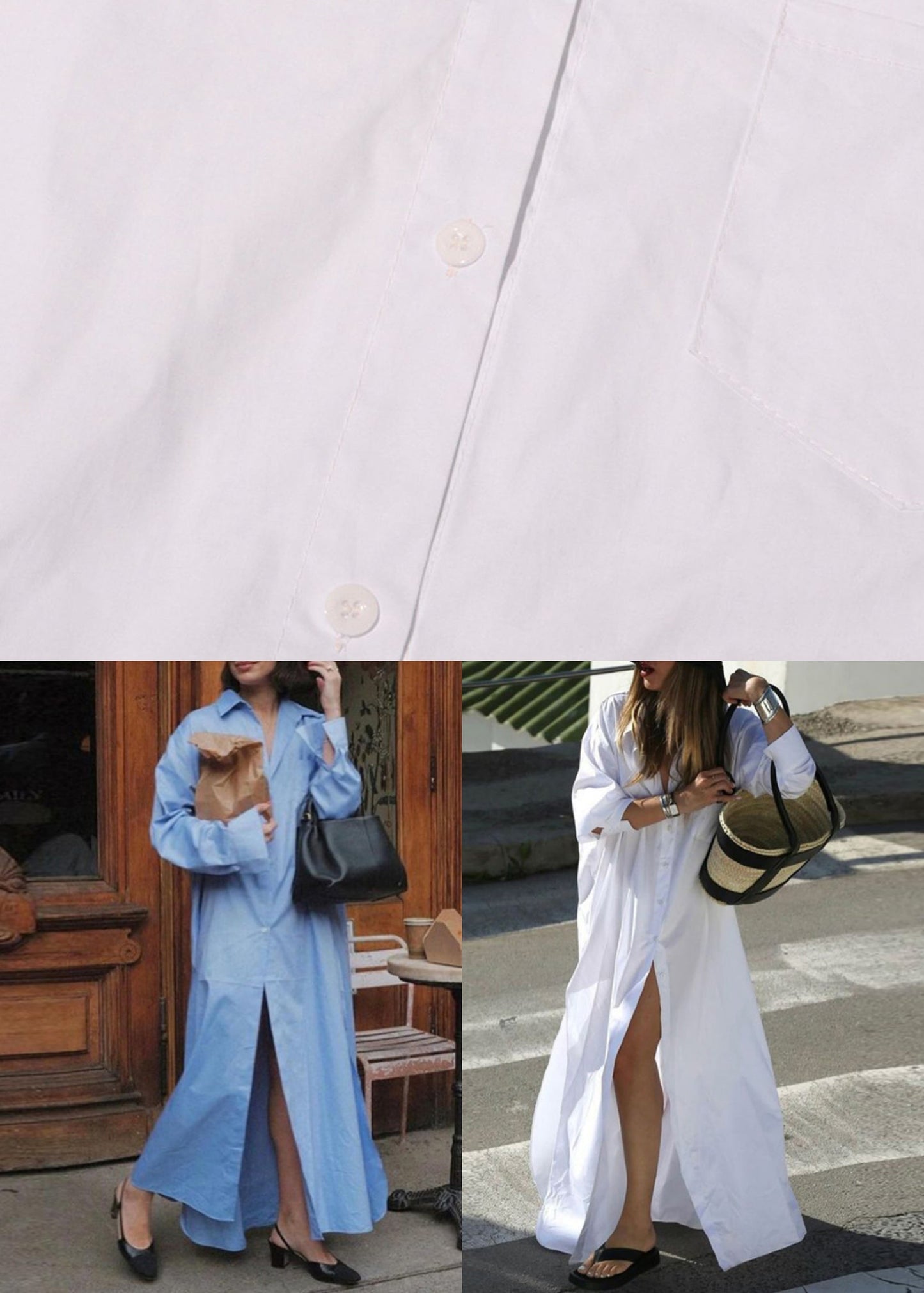 White Peter Pan Collar Button Cotton Maxi Dress Fall