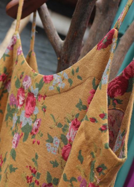 Yellow Spring Cotton Strap Dress