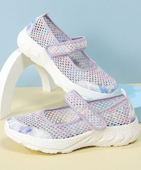 Purple Flats Breathable Mesh Splicing Buckle Strap