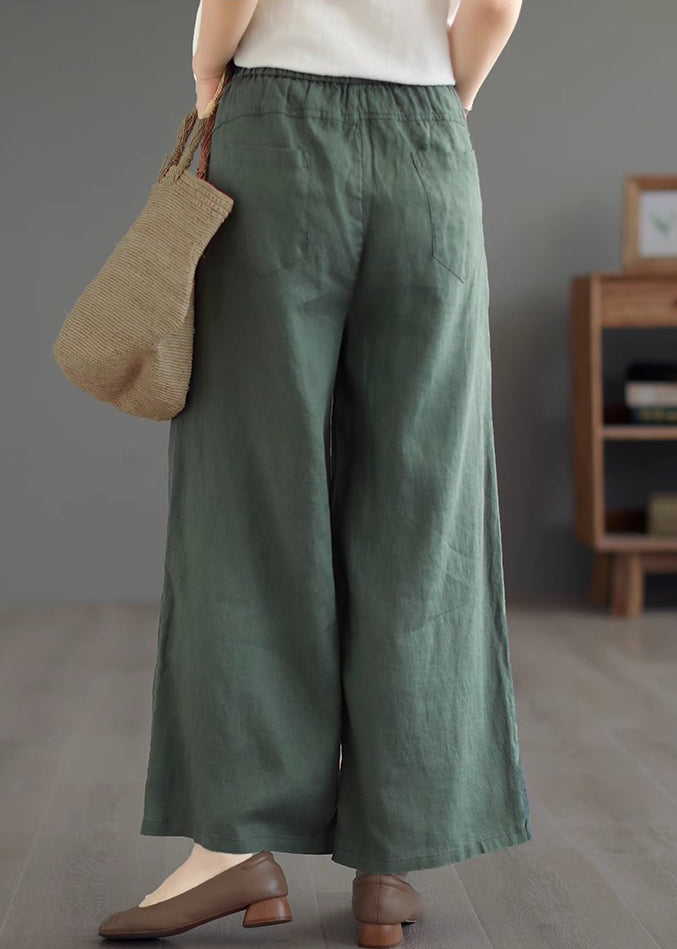 Purple Cotton Straight Pants High Waist Summer