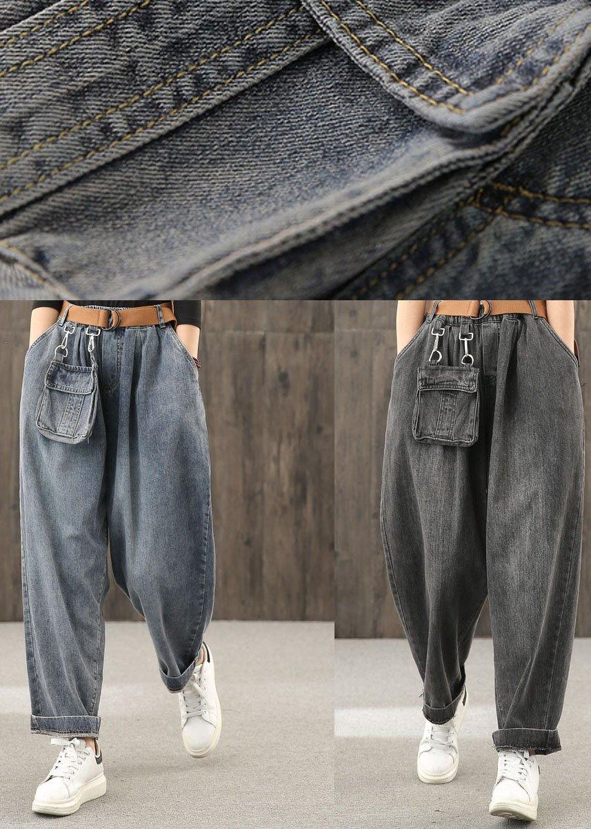 Retro Denim Blue Autumn New Trousers Harem Pants